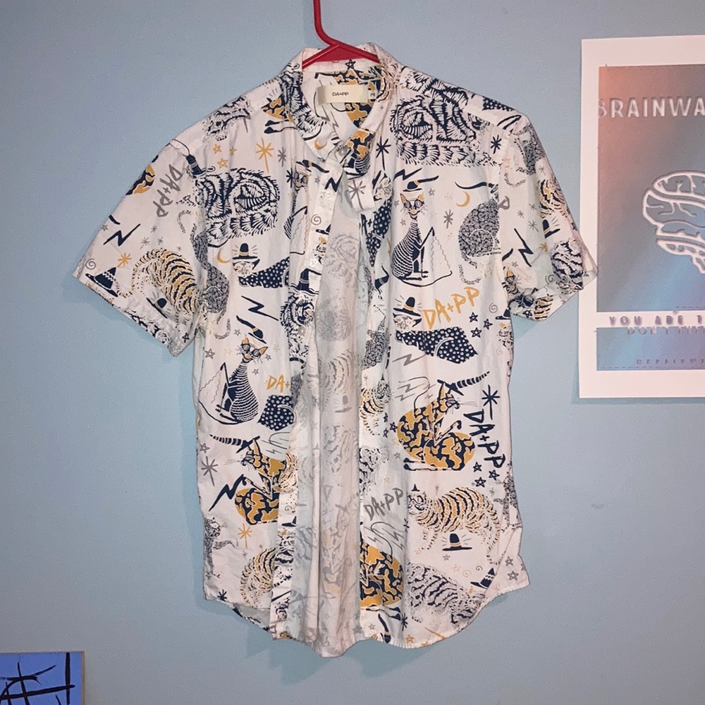 White DA + PP short sleeve Button Down, all over print